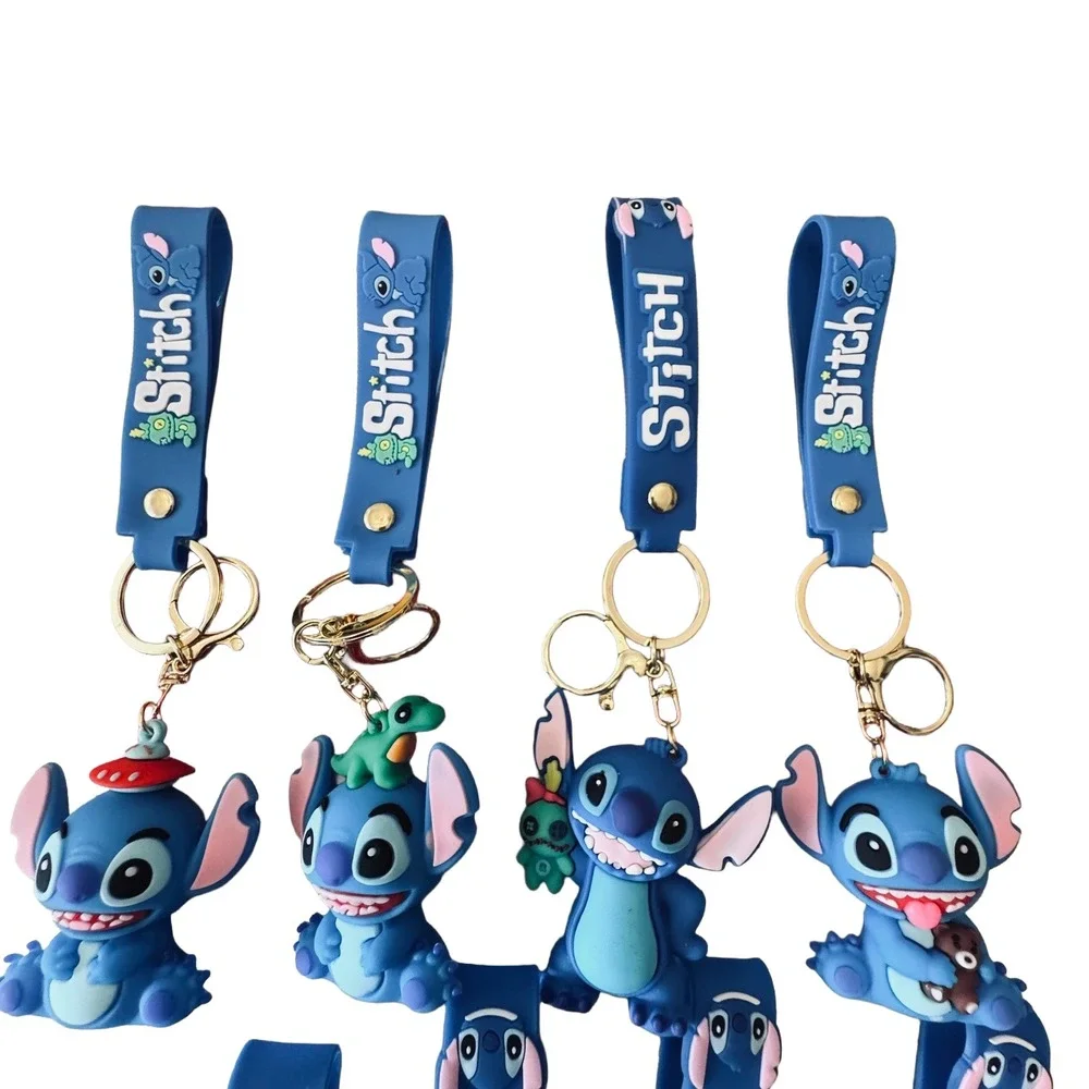 Blue Alien Stitch Character Silicone Keychain Wrist Strap Bundle Lot of 10 NWO